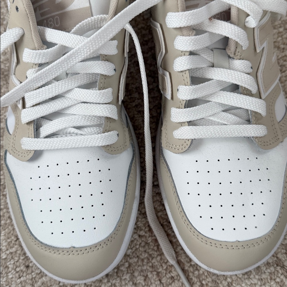 New Balance Beige and White Women's Sneakers - Picture 5 of 5